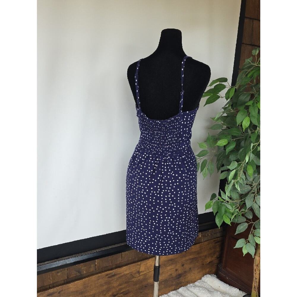 Navy Polka Dot Scallop Neck Sundress - Picture 2 of 4